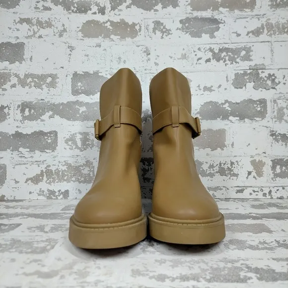 New Vince Kaelyn Pull On Waterproof Buckle Almond Toe Ankle Boots V39