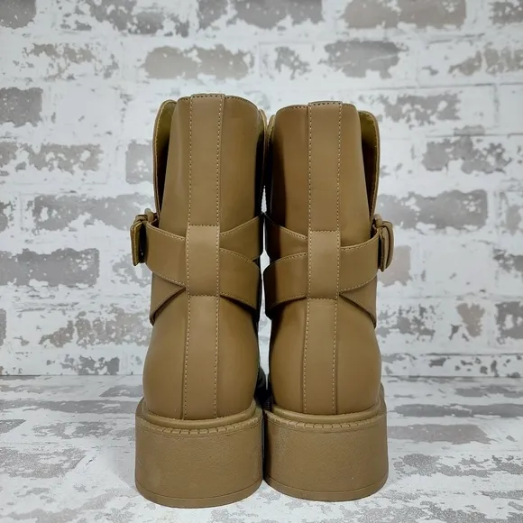 New Vince Kaelyn Pull On Waterproof Buckle Almond Toe Ankle Boots V39