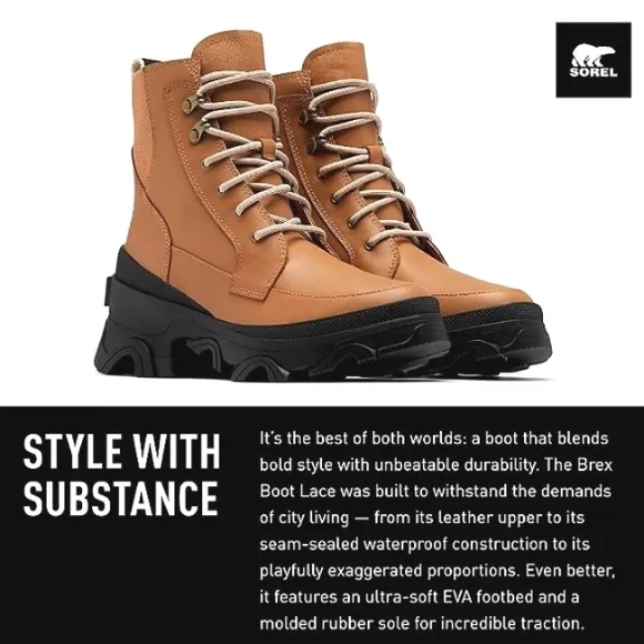New w/Box Sorel Women's Brex Leather Lace-Up Waterproof Boot Size 5