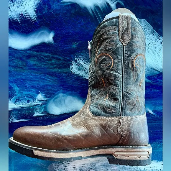 NEW with Box Authentic Hawke Loredo Work Boots Brown/Black  9.5 Extra Wide