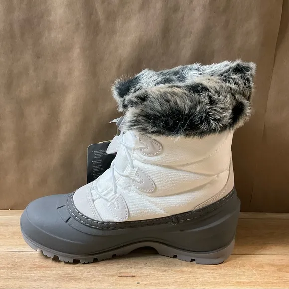 New! Women’s Kamik Momentum L 2 Boots 6 White Grey Winter Faux Fur Waterproof