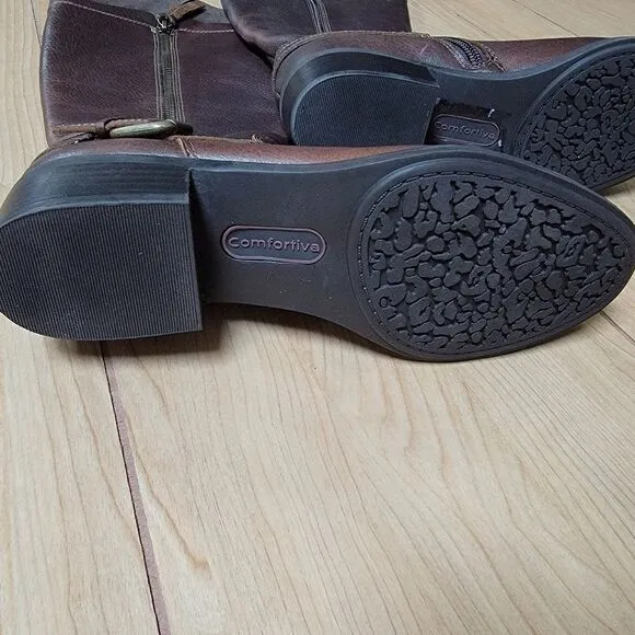 NEW! COMFORTIVA COROZAL BRIDLE BROWN LEATHER BOOTS