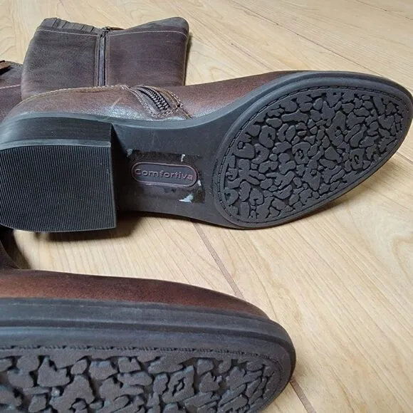 NEW! COMFORTIVA COROZAL BRIDLE BROWN LEATHER BOOTS