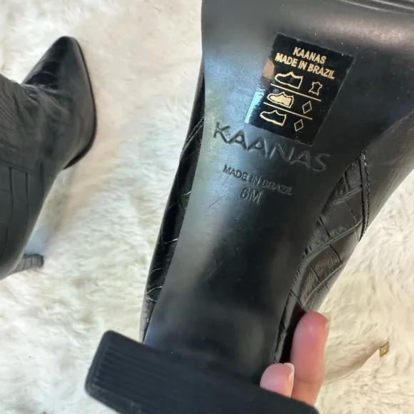 NEW KAANAS cologne croc boot in black 6