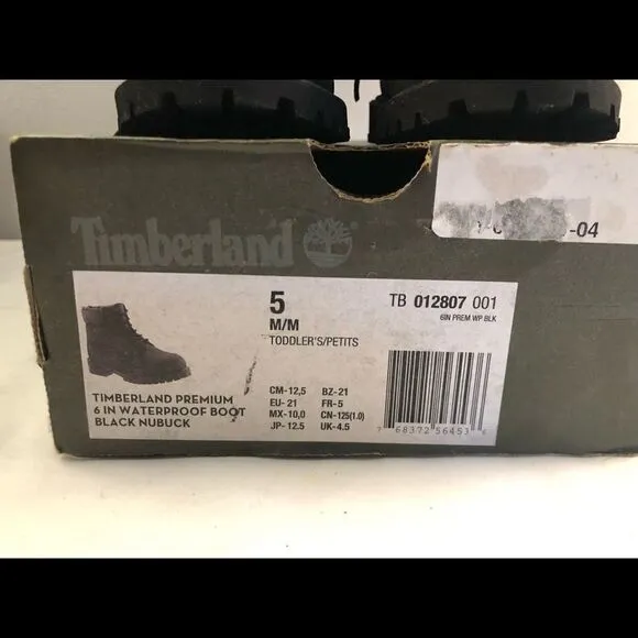 New Timberland Premium 6” 12807 BLK Toddler Boots5