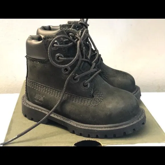 New Timberland Premium 6” 12807 BLK Toddler Boots5