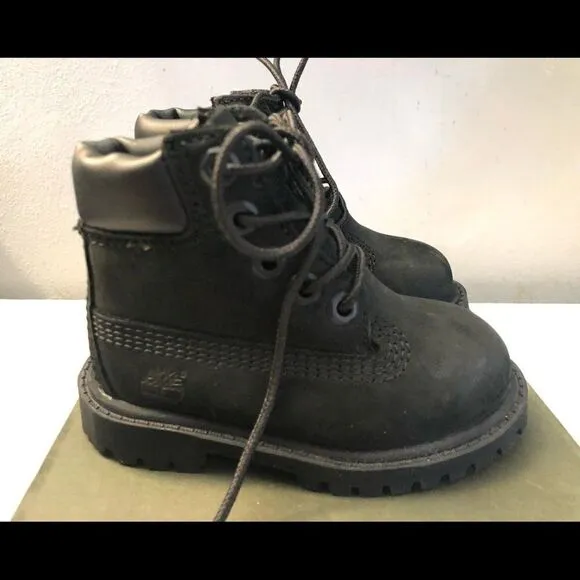 New Timberland Premium 6” 12807 BLK Toddler Boots5