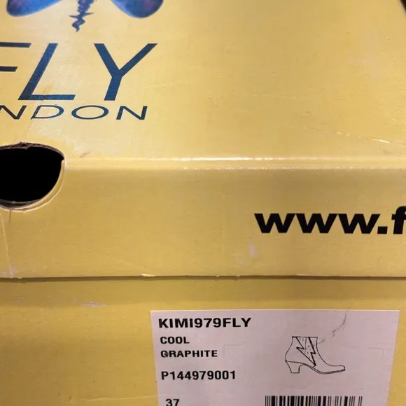 NIB Fly London KIMI Graphite Elasticated Boots Gray Made in Portugal Women 7-7.5