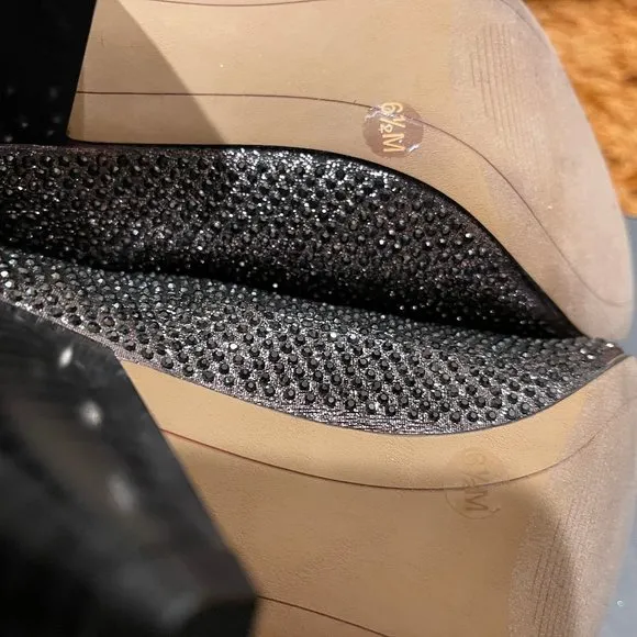 NIB INC Studded Gerii Pewter Metallic Slouchy Knee-High Boots
