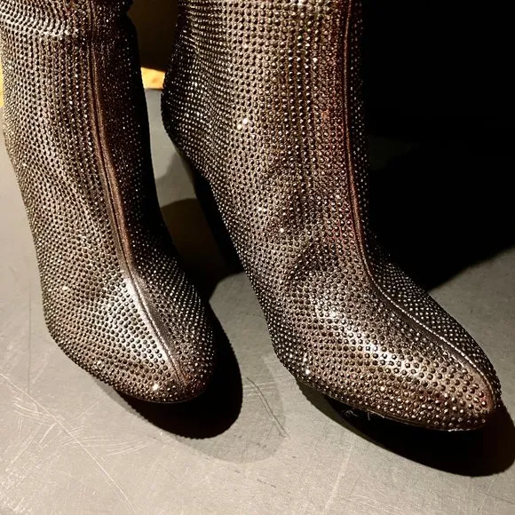 NIB INC Studded Gerii Pewter Metallic Slouchy Knee-High Boots