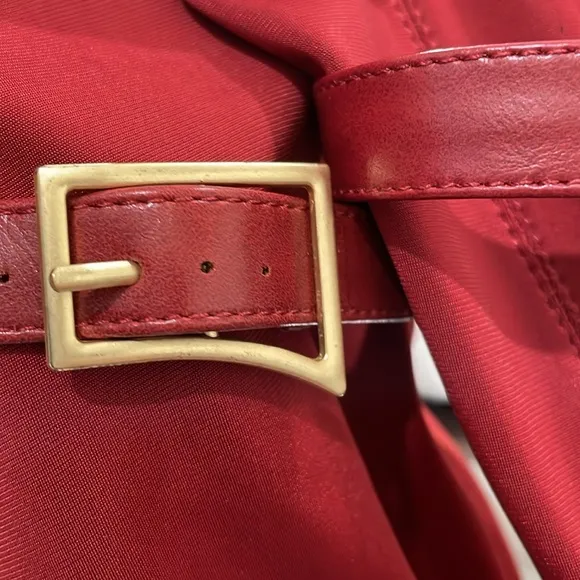 NIB Journee Collection red fabric knee high boots gold hardware 3” block heel 7M