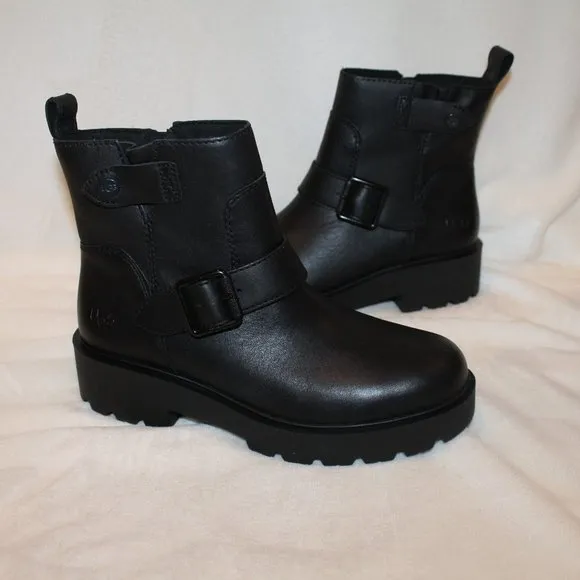 NIB UGG‎ SAOIRSE WATERPROOF LEATHER MOTO ANKLE BOOTS 8.5 BLACK