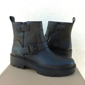 NIB UGG‎ SAOIRSE WATERPROOF LEATHER MOTO ANKLE BOOTS 8.5 BLACK