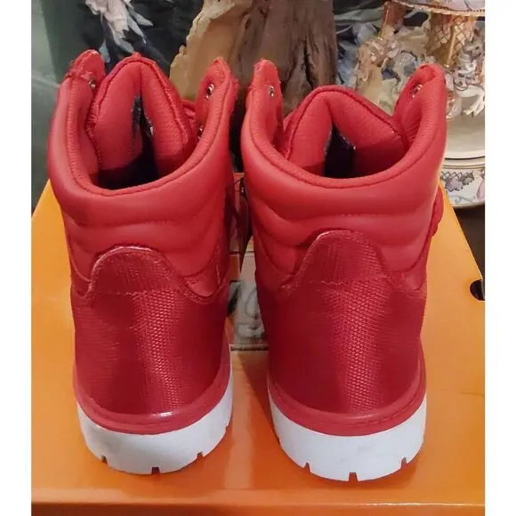 NIB~Women's LUGZ GROTTO II Mars Red &amp; White Hiking/Fashion Ankle Boots Sz 9.5M