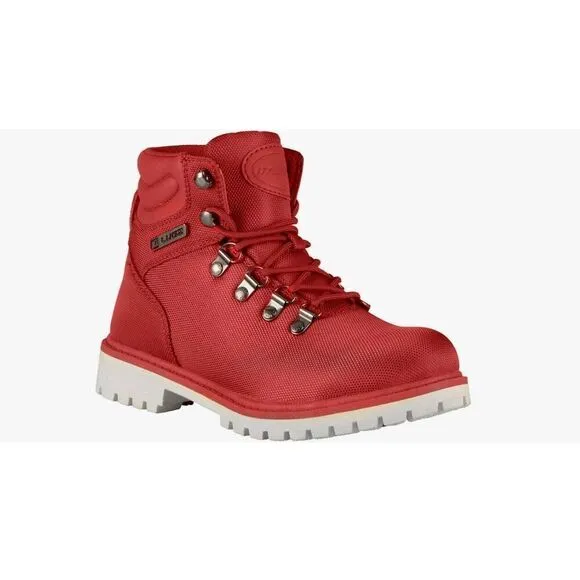 NIB~Women's LUGZ GROTTO II Mars Red &amp; White Hiking/Fashion Ankle Boots Sz 9.5M