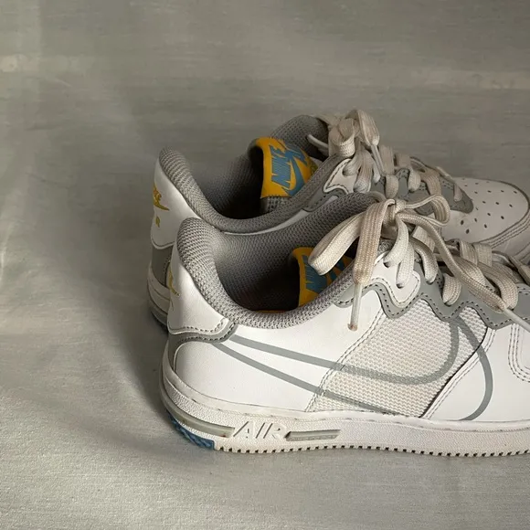 Nike Air force 1 React smoke Grey Gold White Skate Shoes (AF1/Unisex)