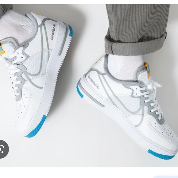 Nike Air force 1 React smoke Grey Gold White Skate Shoes (AF1/Unisex)