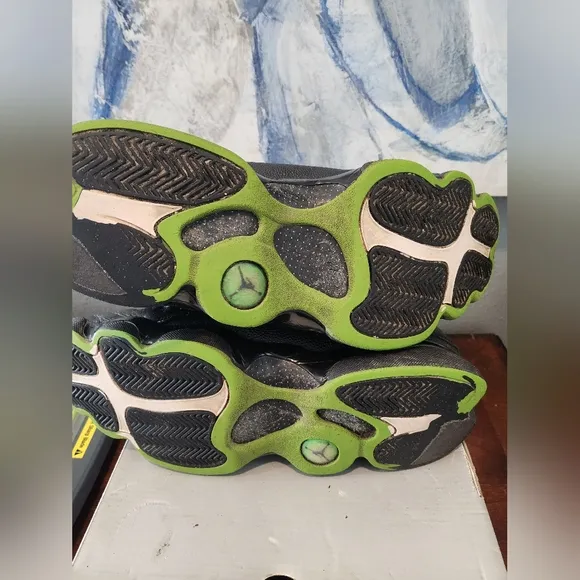 Nike Air Jordan Black and Green Athletic Shoes