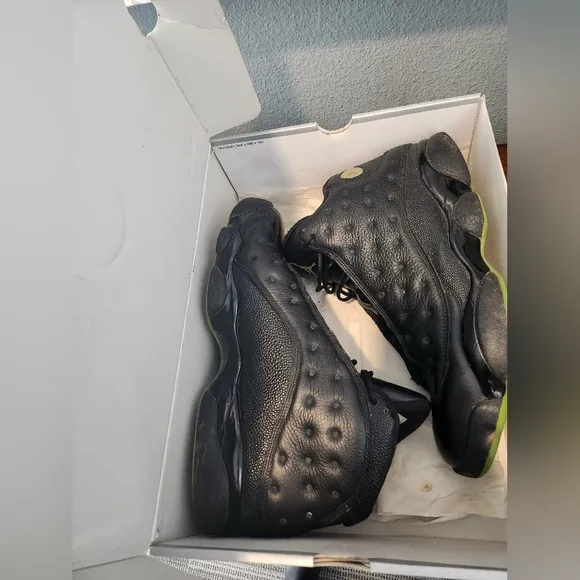 Nike Air Jordan Black and Green Athletic Shoes