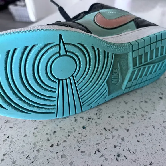 Nike Air Low Shoes Black and Teal Sneakers with Silver Swoosh