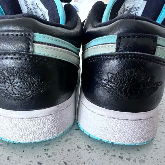 Nike Air Low Shoes Black and Teal Sneakers with Silver Swoosh