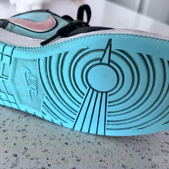 Nike Air Low Shoes Black and Teal Sneakers with Silver Swoosh