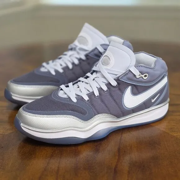 Nike Air Zoom GT Hustle 2 Light Carbon Grey Blue Silver Basketball Shoes 9.5 New