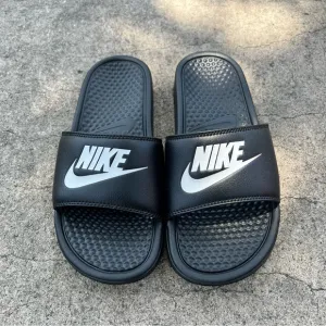 NIKE BENASSI SLIDES JDI JUST DOIT BLACK WHITE