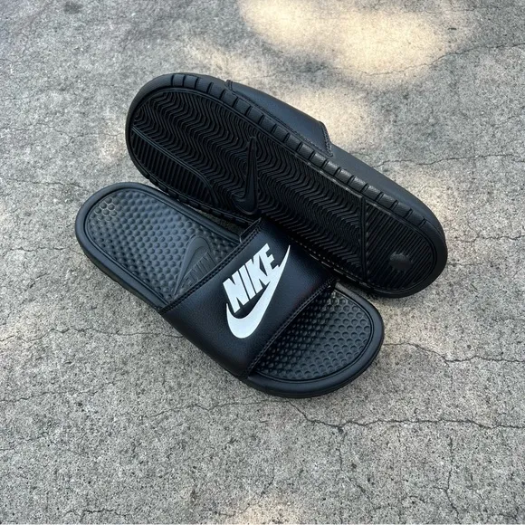 NIKE BENASSI SLIDES JDI JUST DOIT BLACK WHITE