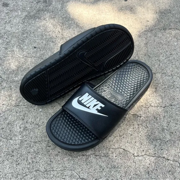 NIKE BENASSI SLIDES JDI JUST DOIT BLACK WHITE