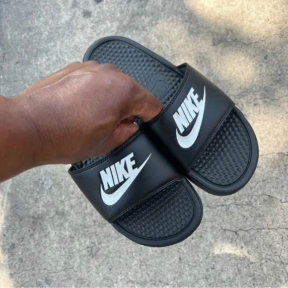 NIKE BENASSI SLIDES JDI JUST DOIT BLACK WHITE