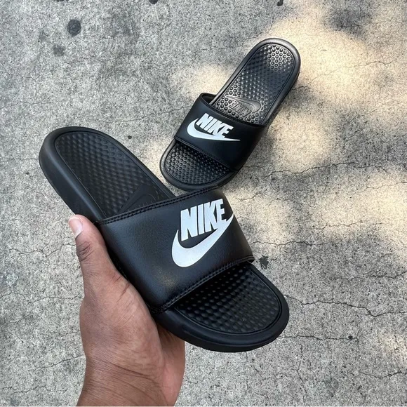 NIKE BENASSI SLIDES JDI JUST DOIT BLACK WHITE