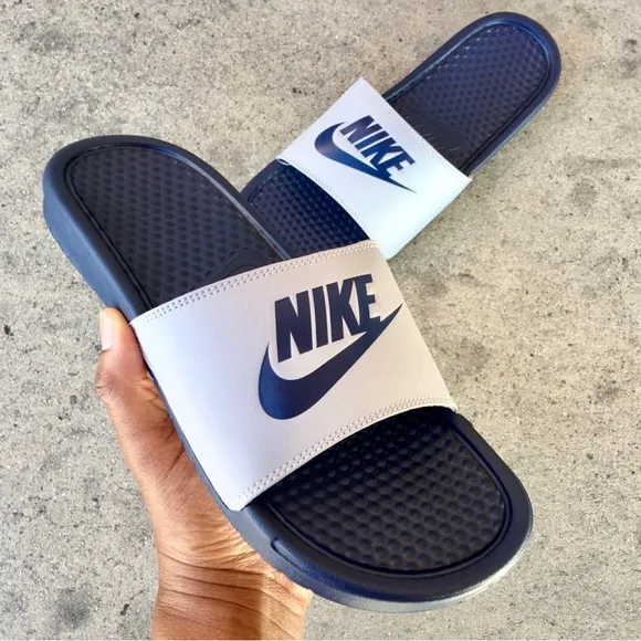 NIKE BENASSI SLIDES JUST DO IT JDI NAVY WOLF GREY MIDNIGHT BLUE BLUES GREYS