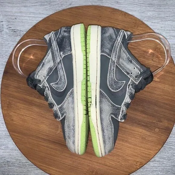 Nike Dunk Low SE (PS) Iron Gray Phantom Ghost Green Size 1Y Halloween DQ6216-001