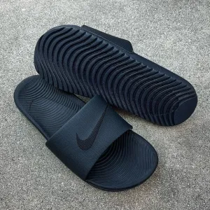 NIKE KAWA SLIDE SLIDES FLIP FLOP SANDALS SWOOSH BLACK BLACKS ANTHRACITE MENS
