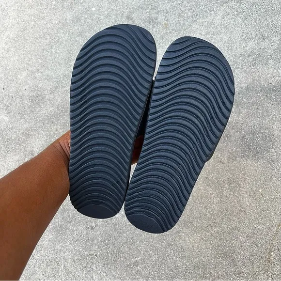 NIKE KAWA SLIDE SLIDES FLIP FLOP SANDALS SWOOSH BLACK BLACKS ANTHRACITE MENS