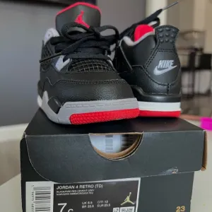 Nike Kids Air Jordan 4 Retro Black and Red Shoes