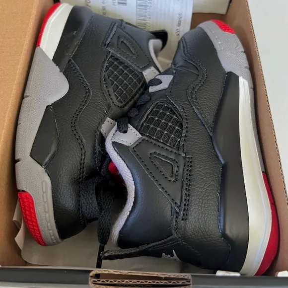 Nike Kids Air Jordan 4 Retro Black and Red Shoes