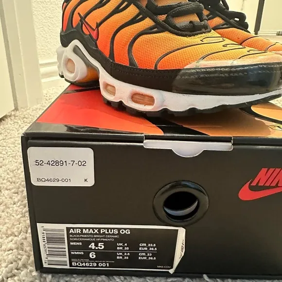 Nike Kids Air Max Plus TN Orange and Black Shoes