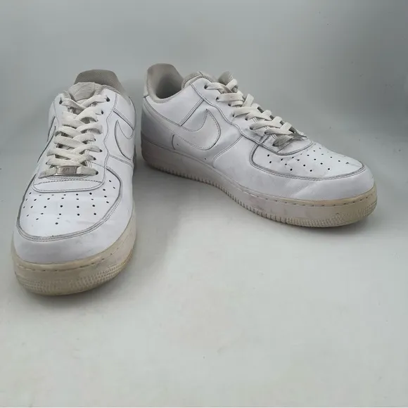 Nike Men’s Air Force One AF1 Low Triple White Leather Shoes - Size 15 315122-111