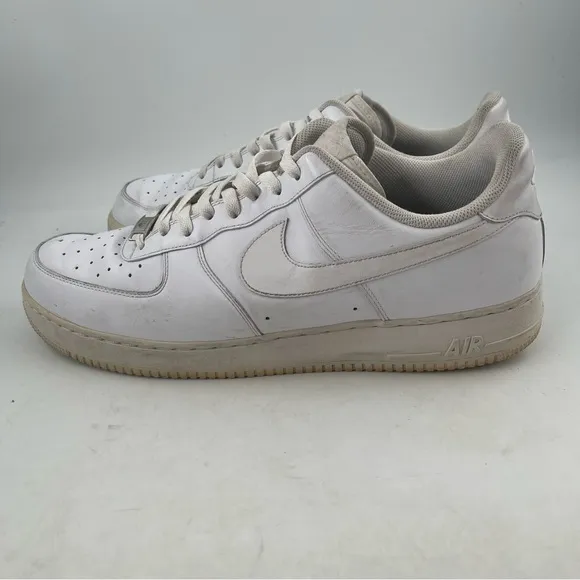 Nike Men’s Air Force One AF1 Low Triple White Leather Shoes - Size 15 315122-111
