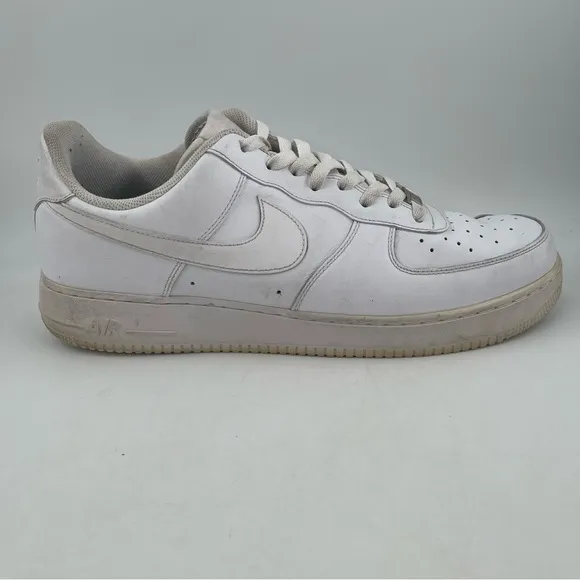 Nike Men’s Air Force One AF1 Low Triple White Leather Shoes - Size 15 315122-111