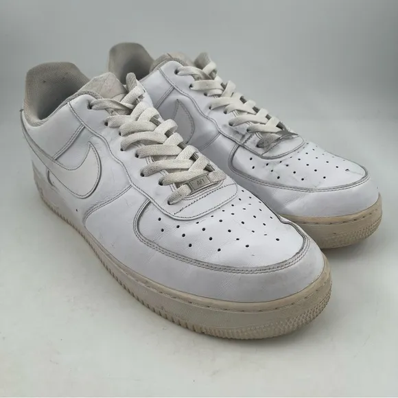 Nike Men’s Air Force One AF1 Low Triple White Leather Shoes - Size 15 315122-111