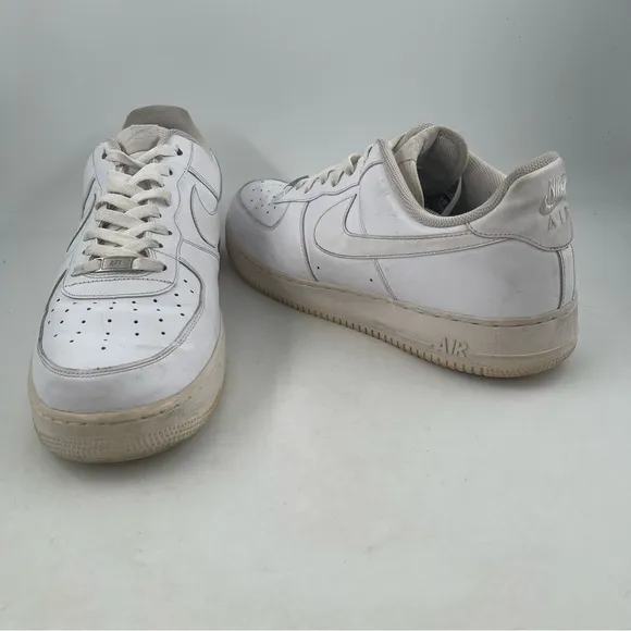 Nike Men’s Air Force One AF1 Low Triple White Leather Shoes - Size 15 315122-111