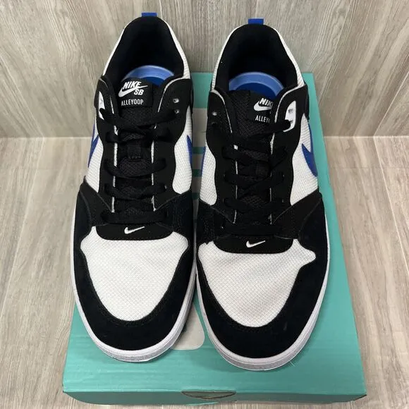 Nike SB Alleyoop White Team Royal Blue Black CJ0882-104 Skate Shoes Men’s Sz 12