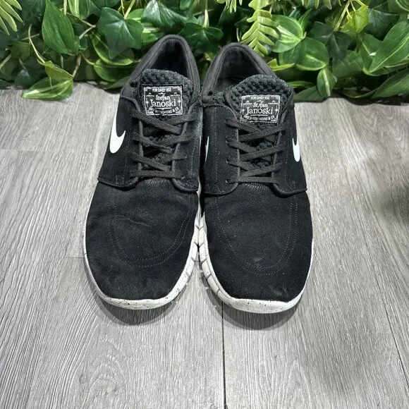 Nike SB Janoski Max Suede Skate Shoes Men Size 11.5 Suede Black White 685299-002