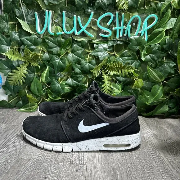 Nike SB Janoski Max Suede Skate Shoes Men Size 11.5 Suede Black White 685299-002