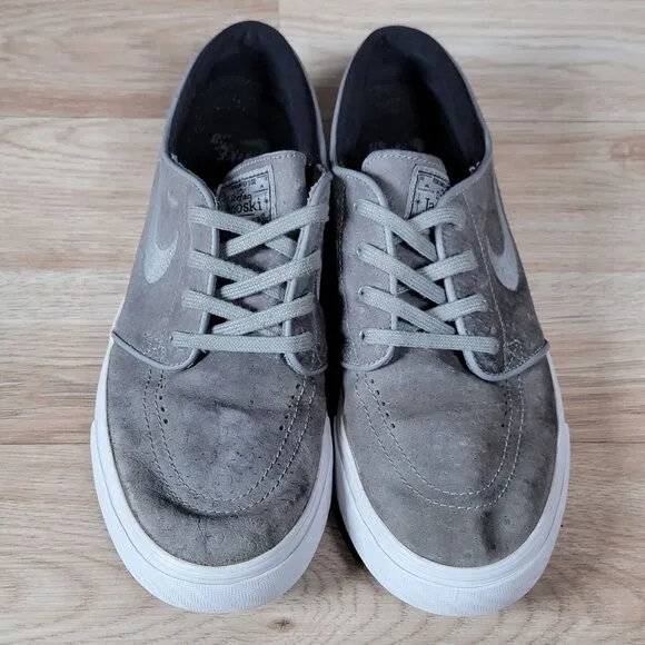 Nike SB Zoom Stefan Janoski Shoes Mens Size 8.5 Gray Leather Skate 616490-008