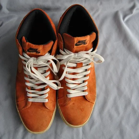 Nike Skate Board Orange High Top Shoes w/ Orange Swoosh Size: 12