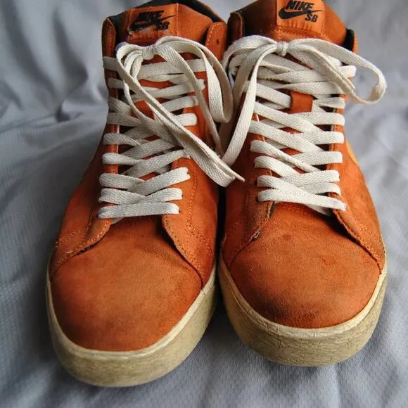 Nike Skate Board Orange High Top Shoes w/ Orange Swoosh Size: 12